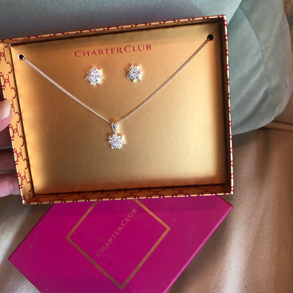 Charter Club rhinestone necklace and earring set
